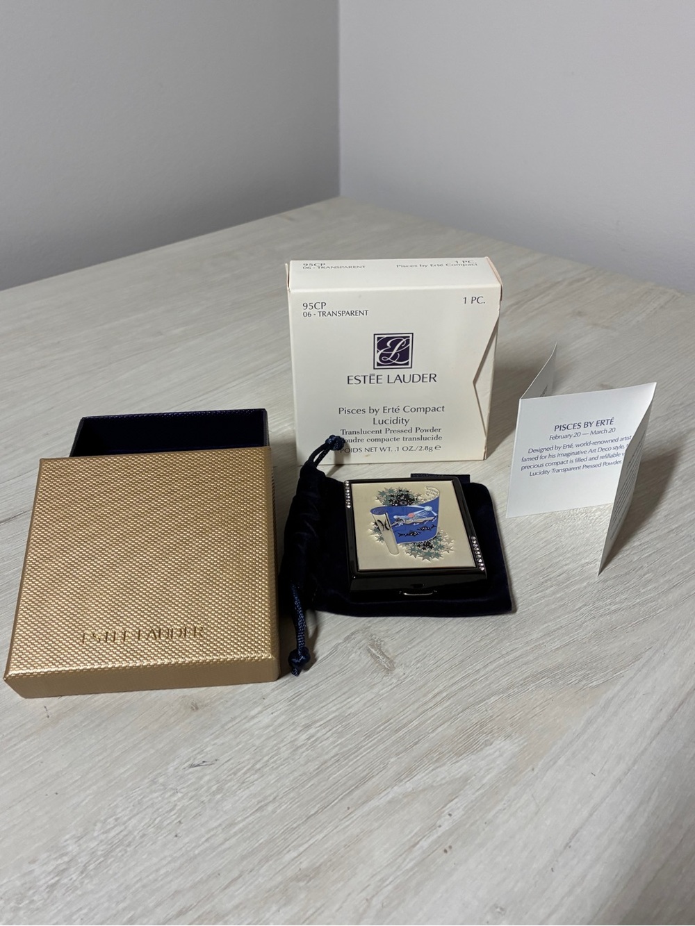 Erté Pisces Zodiac Compact Estee Lauder Art Deco Collectible Lucidity Powder